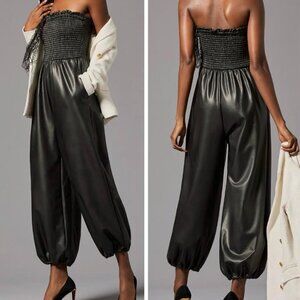 Anthropologie Faux Leather Balloon Leg Jumpsuit